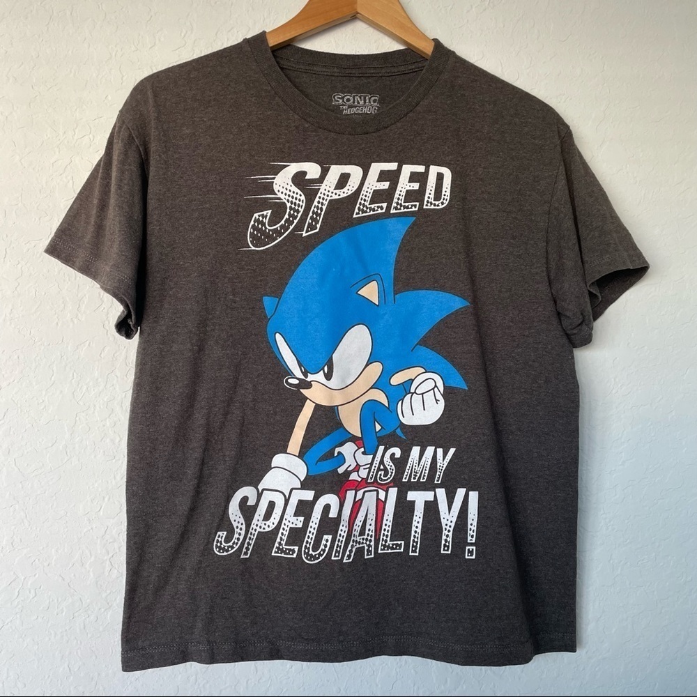 Sonic the Hedgehog Sega Gray T-shirt Youth Boys Size Large